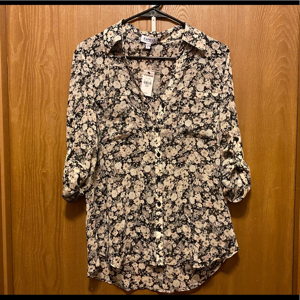 NWT EXPRESS Floral Portofino Blouse